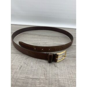 Henry Grethel Brown Croc Embossed Calfskin Leather Belt Brass Buckle 30/75‎ Henry Grethel Brown Leather Belt Size 34 Antique Cowhide  main image 3